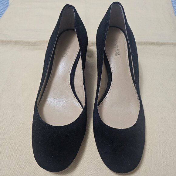 Michael Kors Black Suede Leather Arabella Kitten Pump Jeweled Heel - Size 6 - Picture 6 of 9